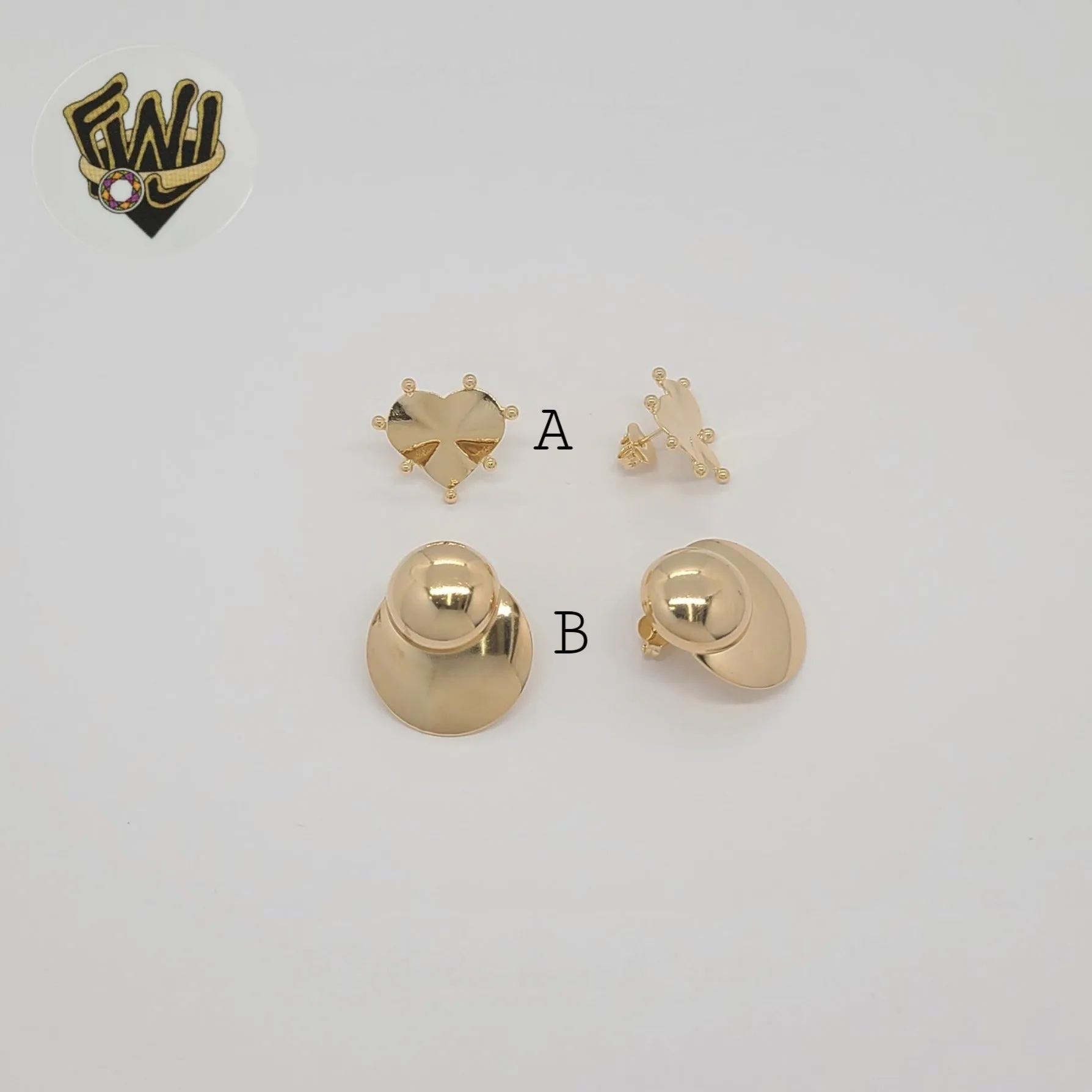 (1-1218-1) Gold Laminate - Stud Flat Earrings - BGF