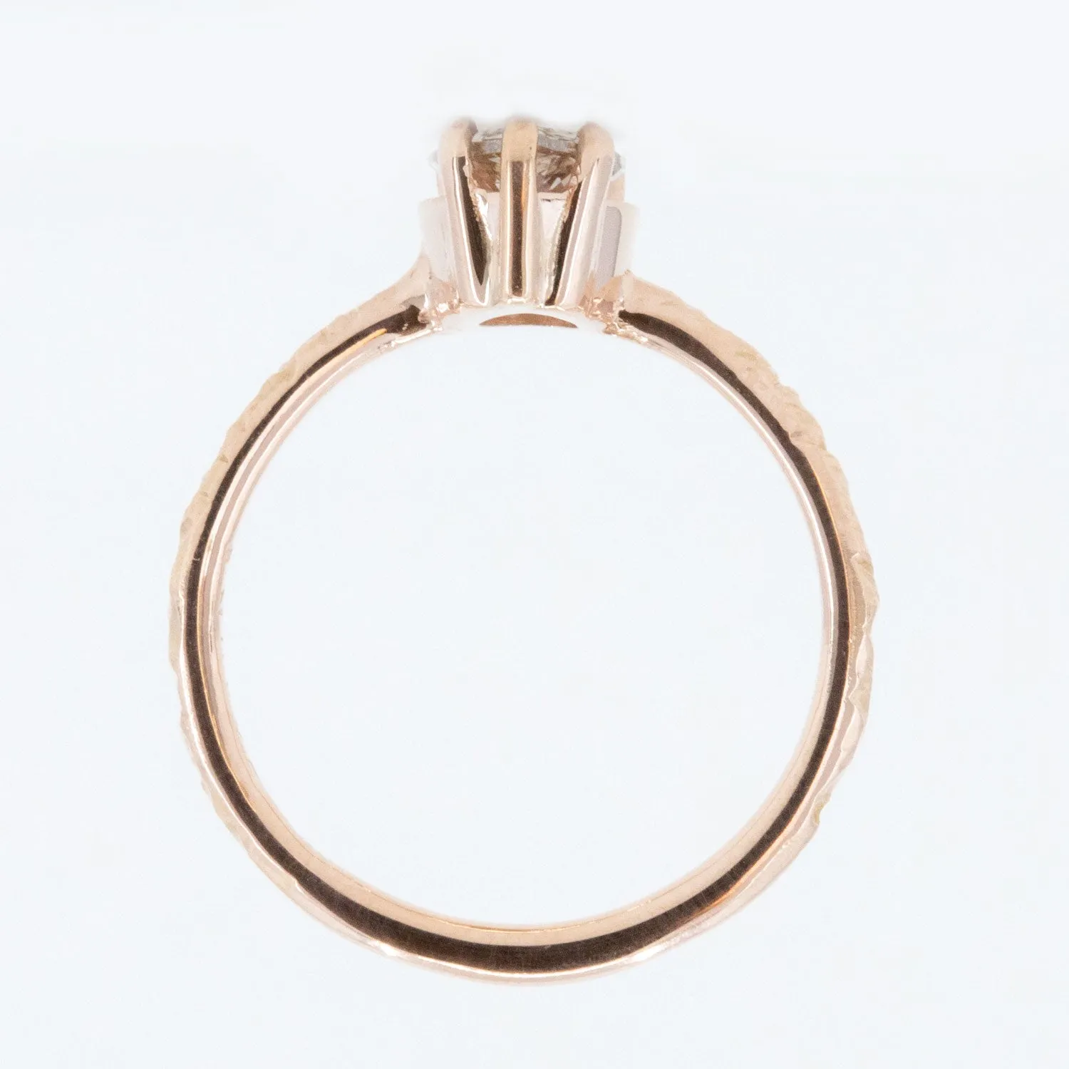 1.00ct Champagne Pear Diamond in Low Profile Rose Gold Evergreen Setting by Anueva Jewelry