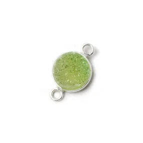 10mm Silver Bezel Lemon Lime Drusy Coin Connector 1 piece