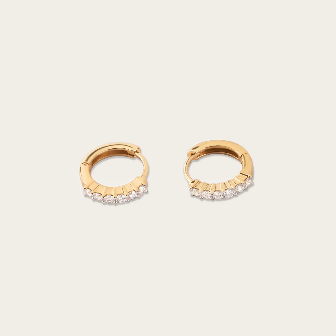 14K Gold Lab-Grown Diamond Pave Hoop Huggies