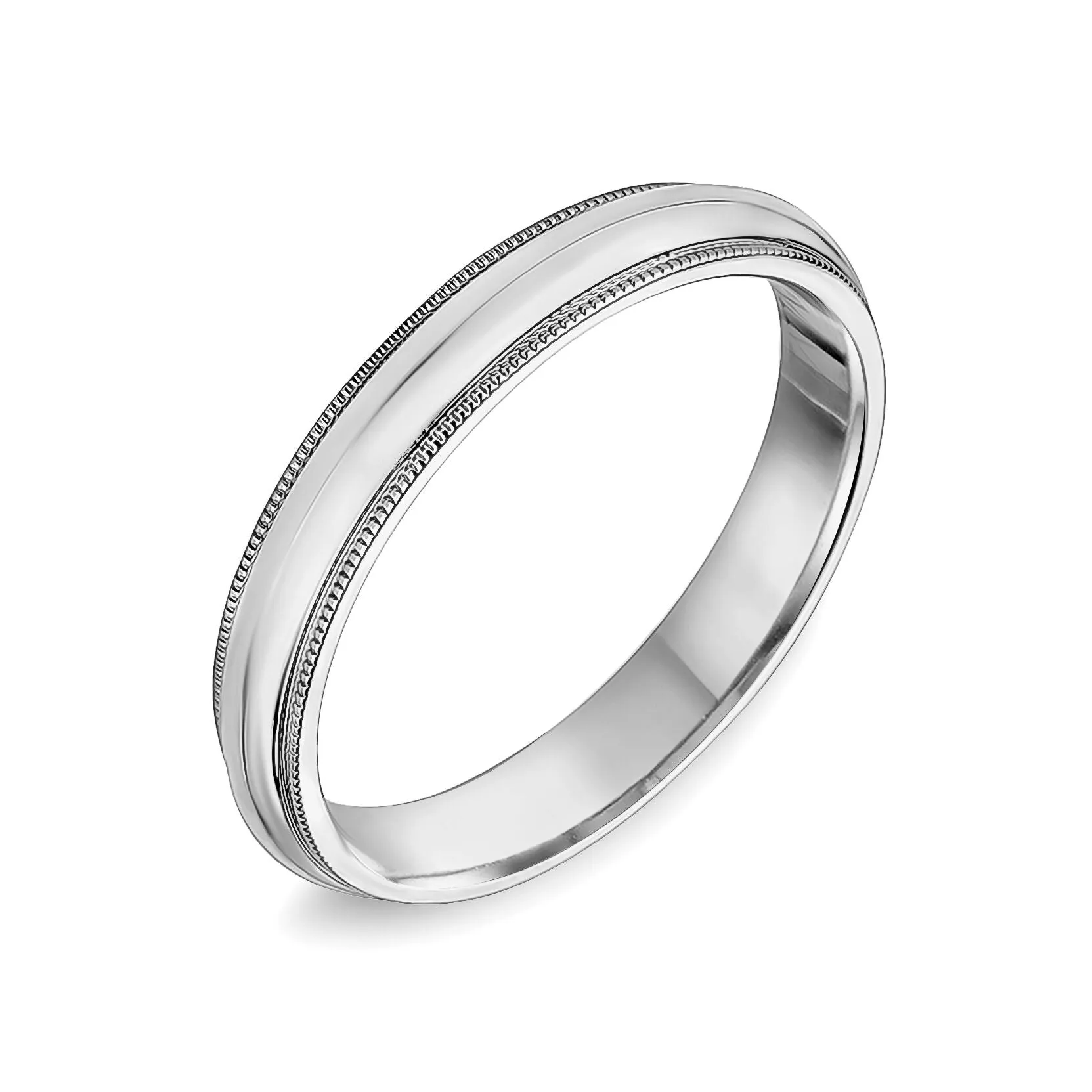 14K High Polished Center with Milgrain Edge Wedding Band
