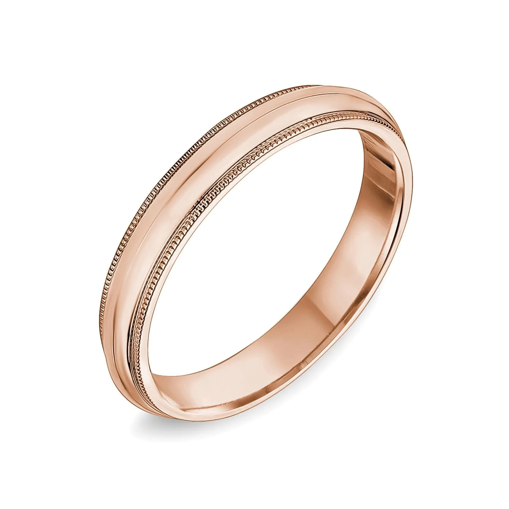 14K High Polished Center with Milgrain Edge Wedding Band