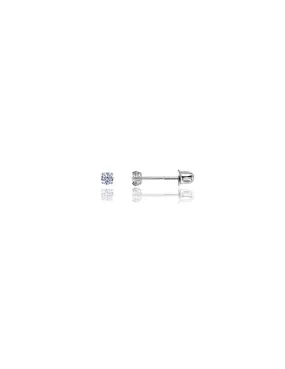 14K White Gold 2MM Round CZ Screwback Stud Earrings