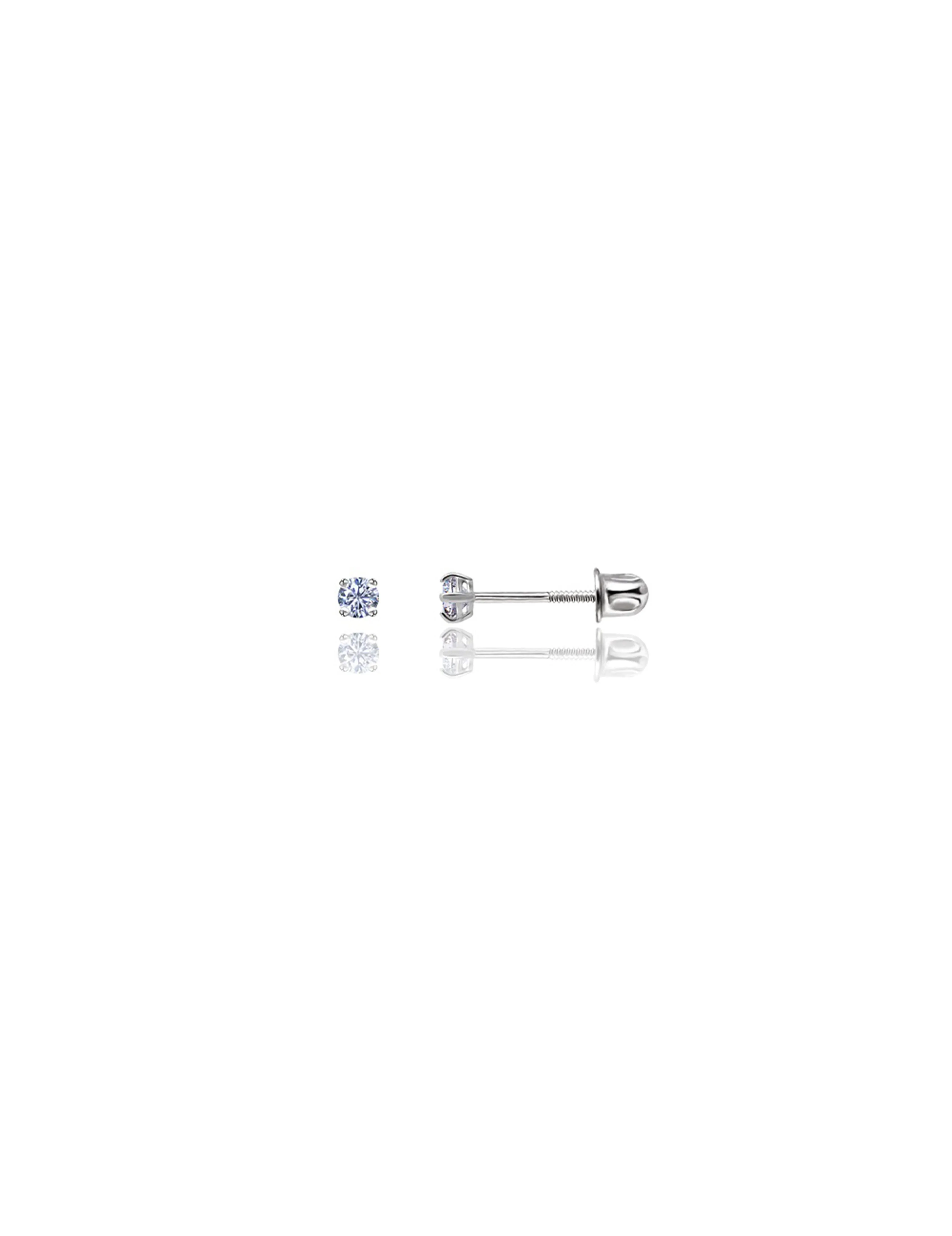 14K White Gold 2MM Round CZ Screwback Stud Earrings