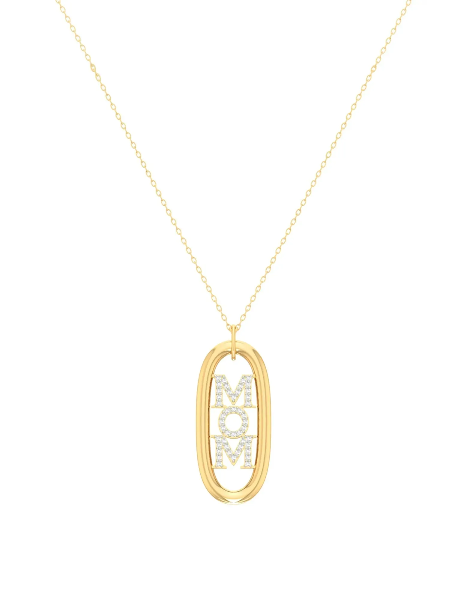 18K Gold Empowered Mom CZ Necklace