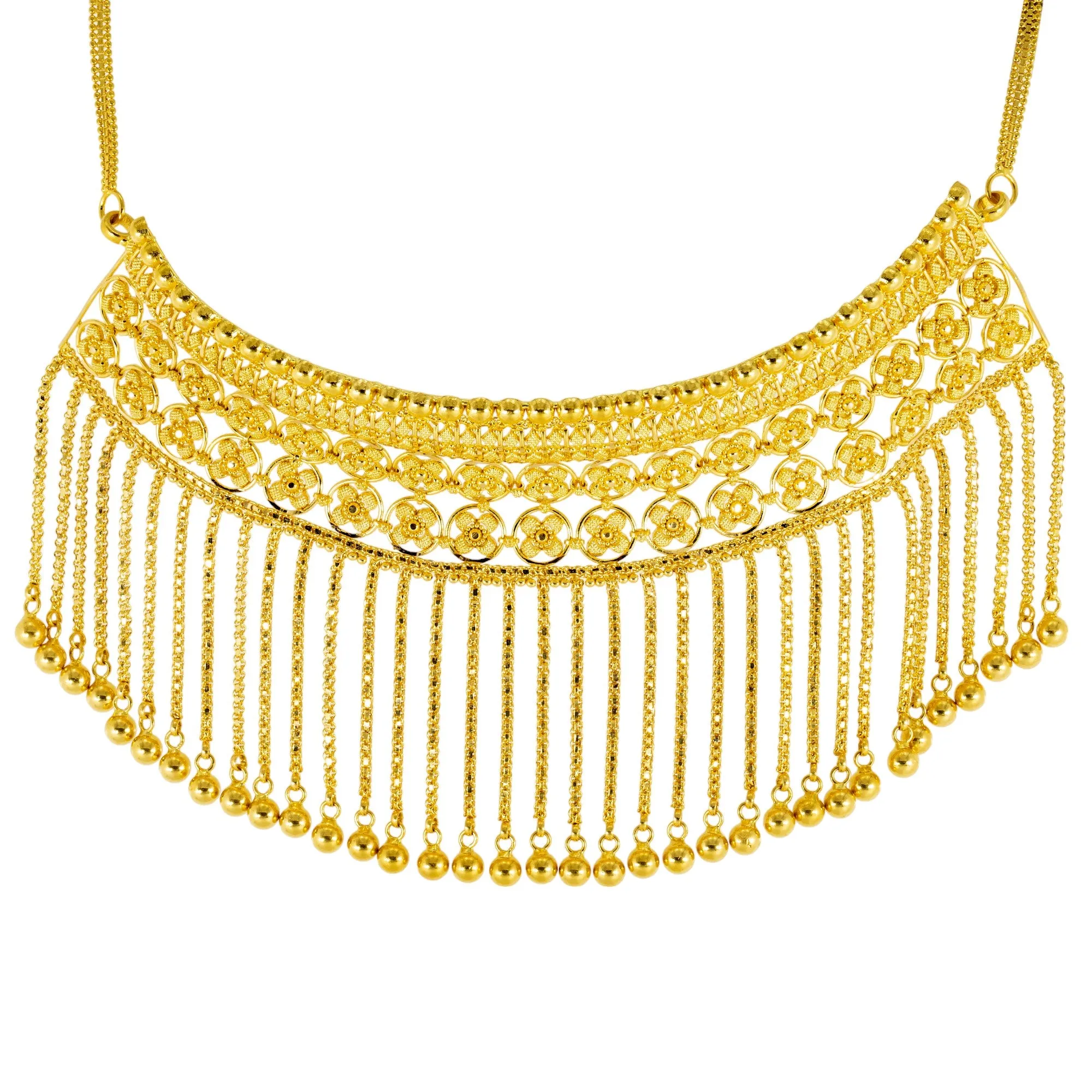 22K Yellow Gold Bridal Choker Necklace Set (89.6gm)