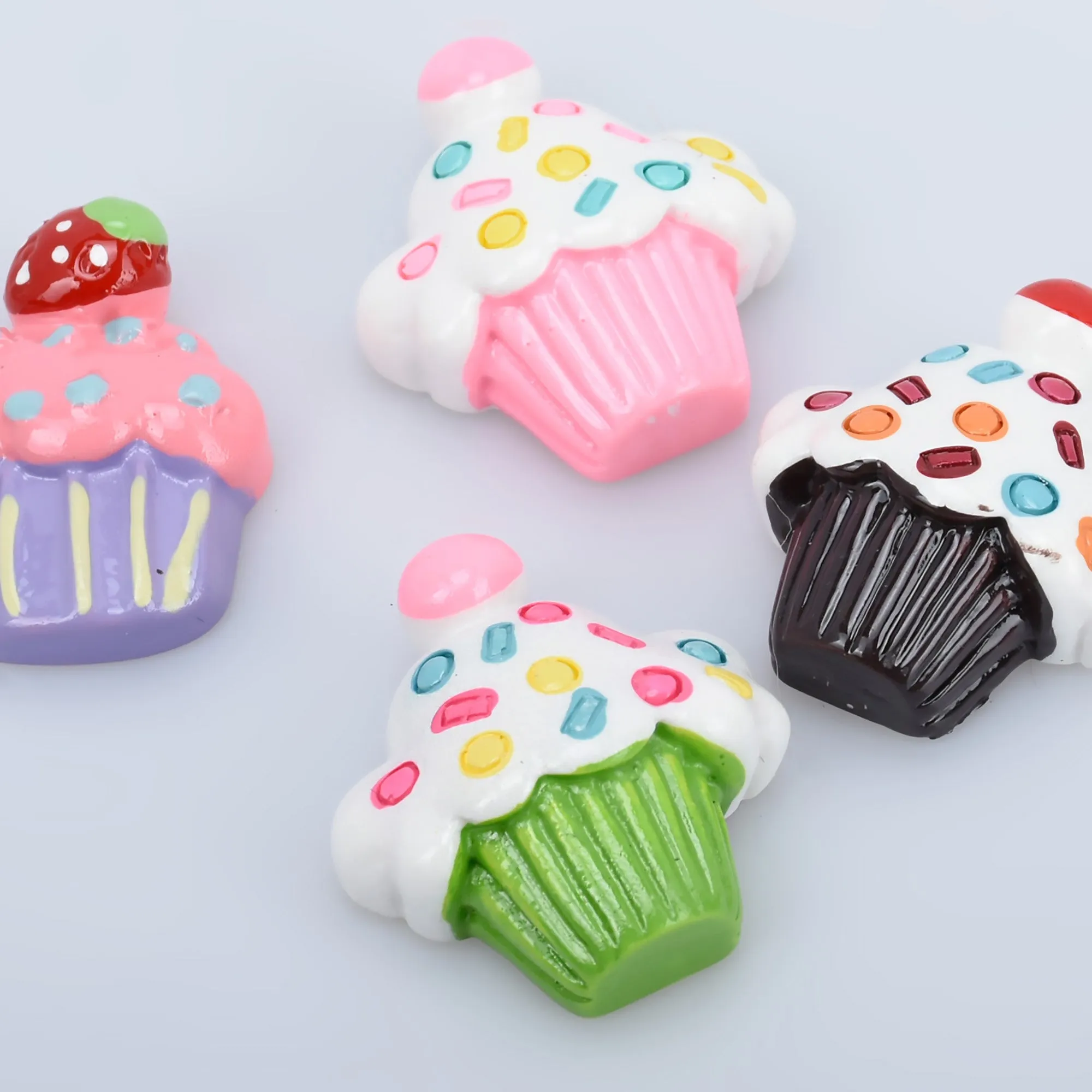 25*30mm Ice Cream Cake Kawaii Resin Cabochons Flatback Dessert Charms Hair Bow Making 10pcs 102806