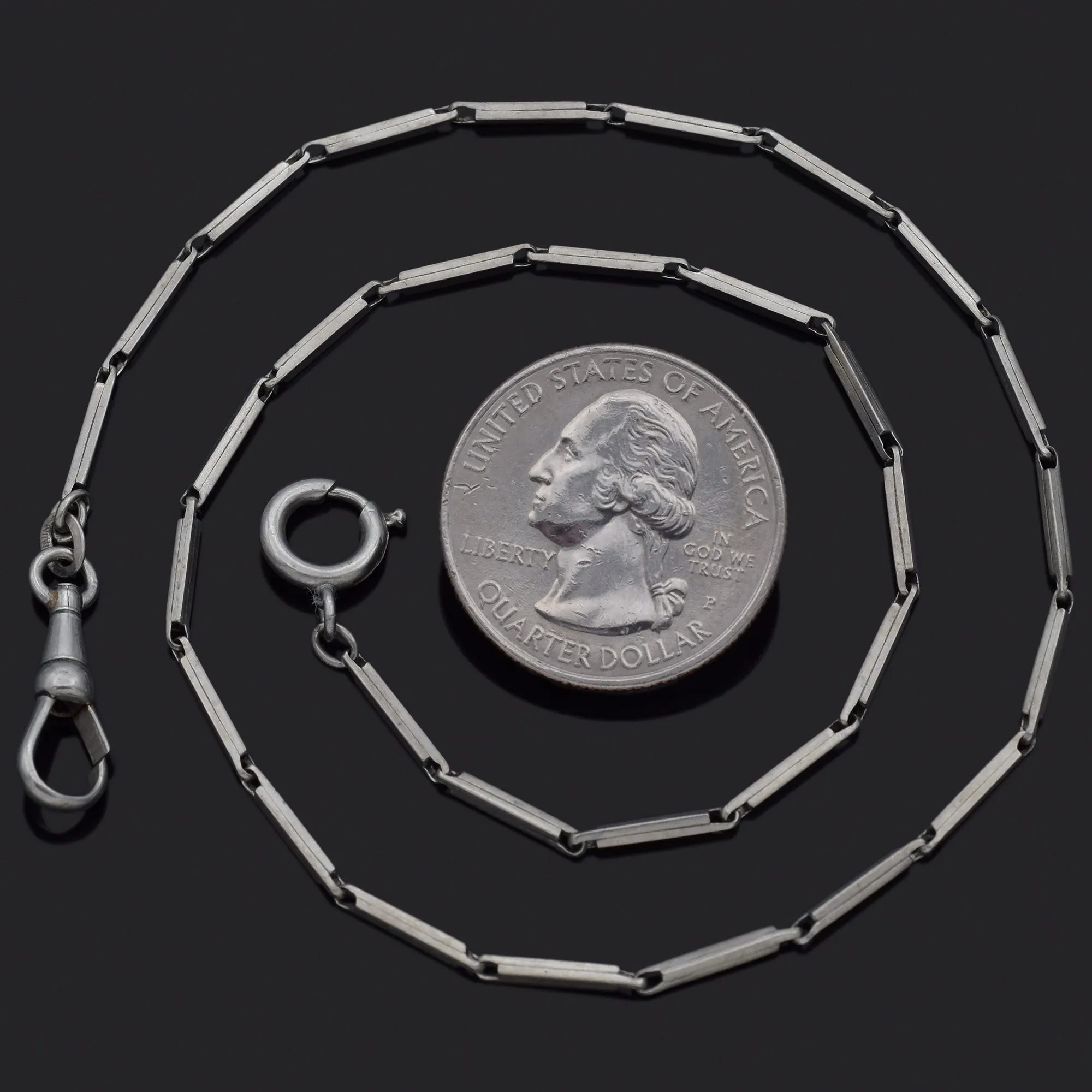 Antique Platinin Pocket Watch Chain 15 Inch Alloy Copper Nickel Zinc