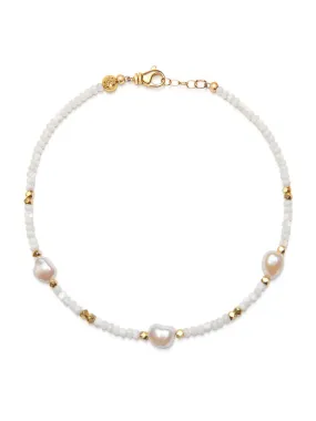 Beaded Choker with Mother Of Pearl and Baroque White Pearl