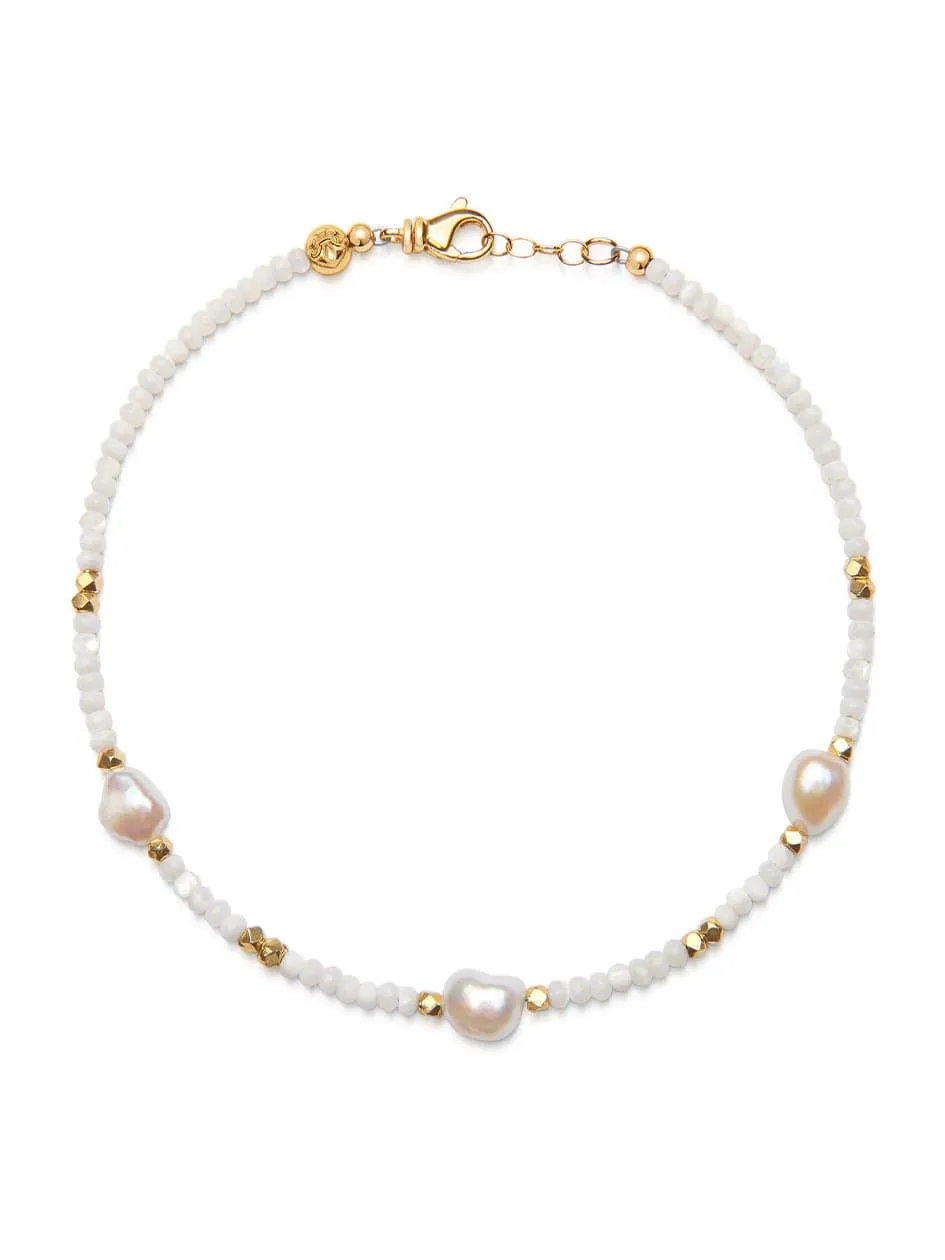 Beaded Choker with Mother Of Pearl and Baroque White Pearl
