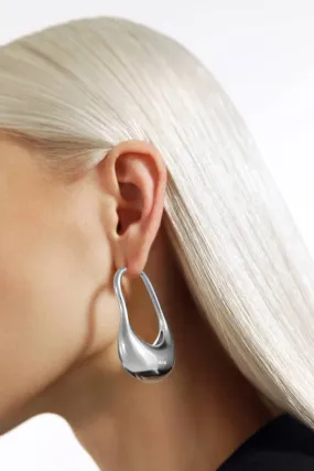 big chunky hoop earring in silver