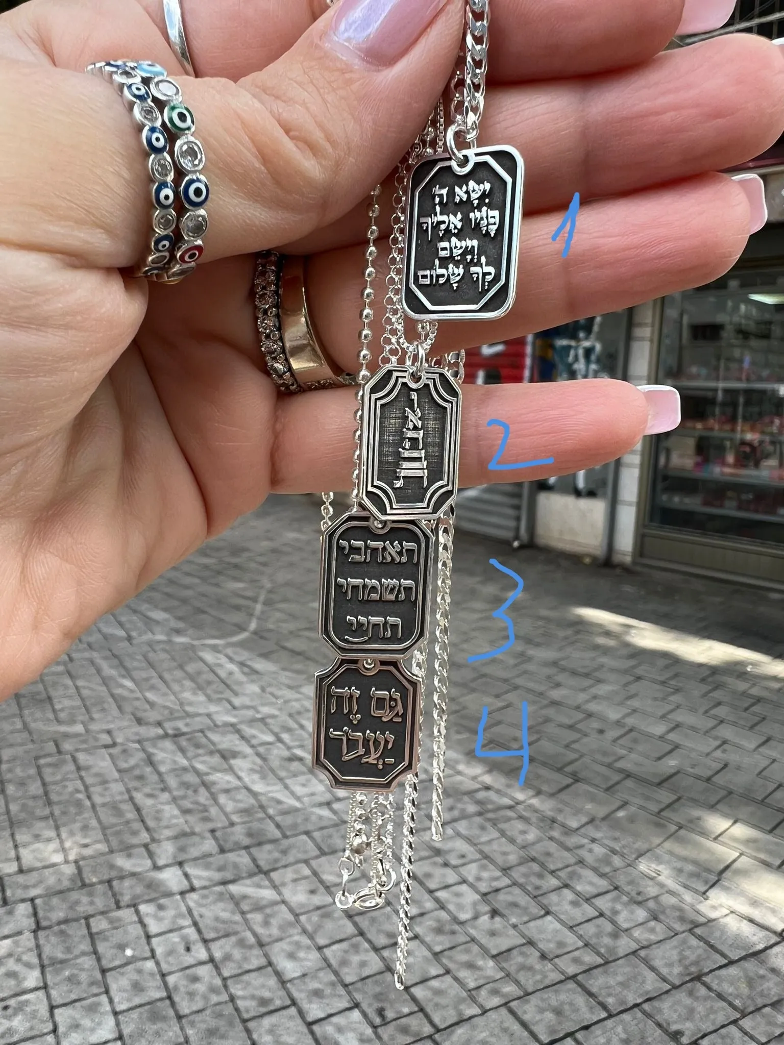 Bluenoemi Love pendant Hebrew words necklace for Valentine sterling silver Israeli Necklace for woman.