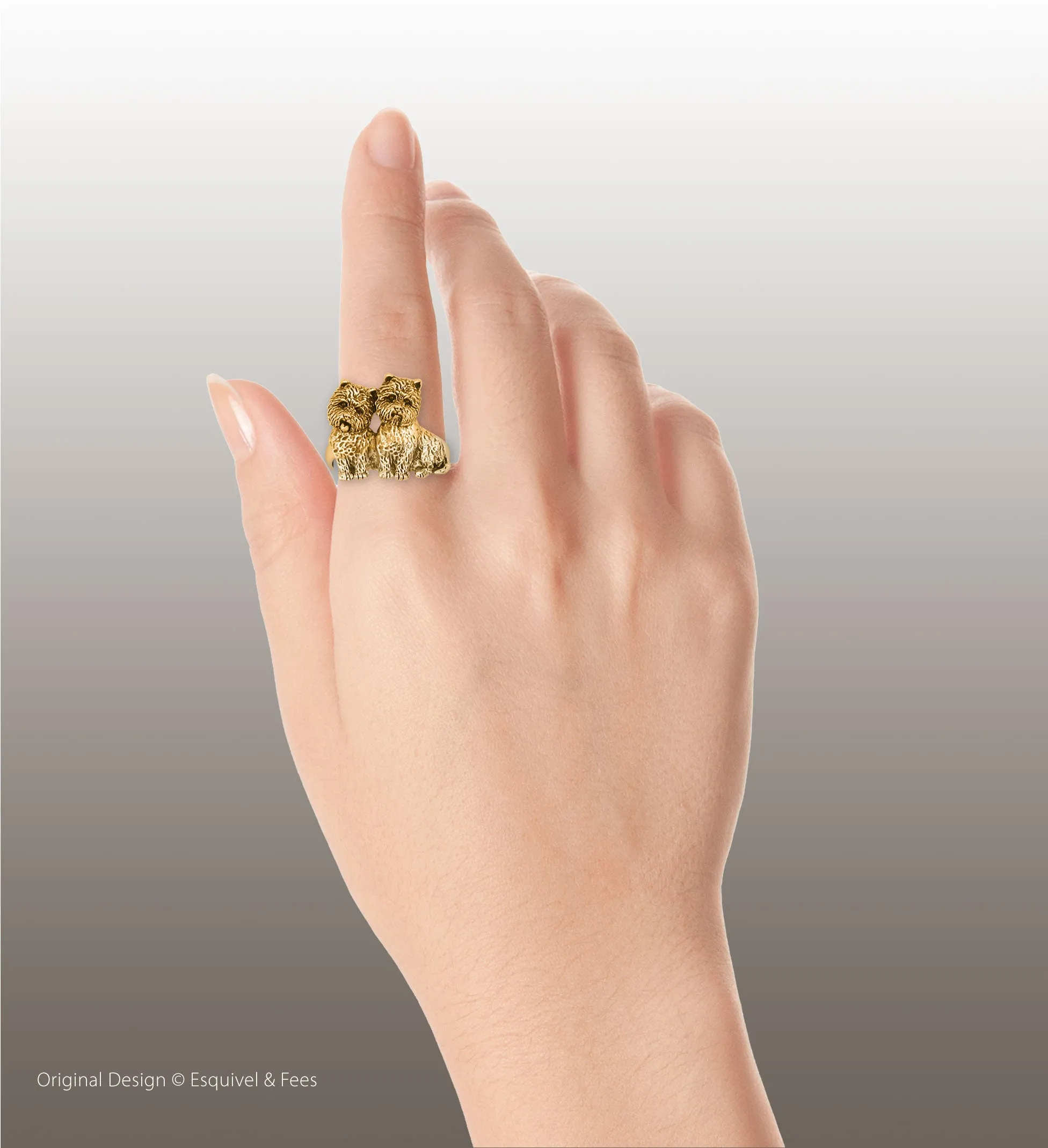 Cairn Jewelry 14k Yellow Gold Handmade Cairn Terrier Ring  CNWT61X-RG