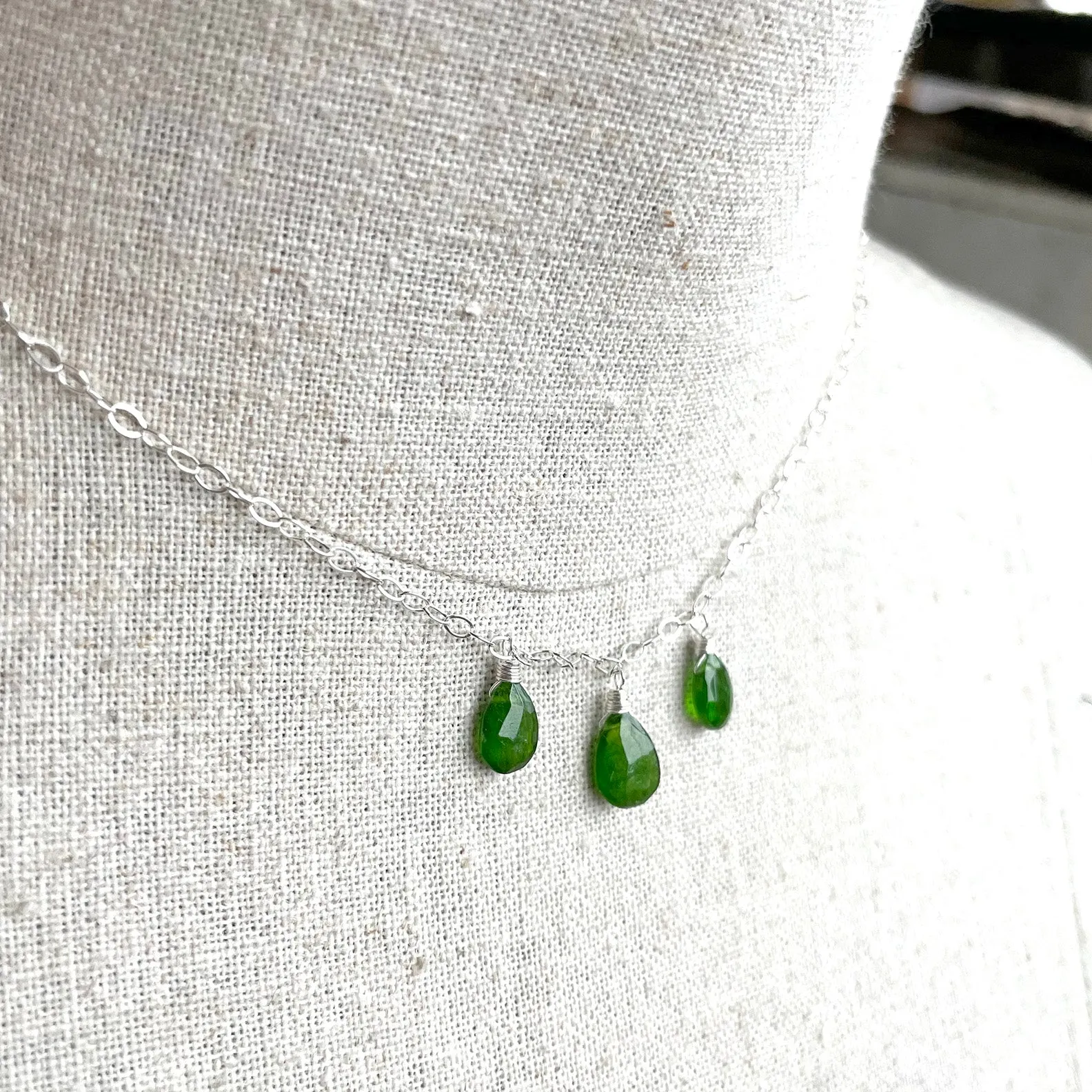Chrome Diopside Trio Necklace