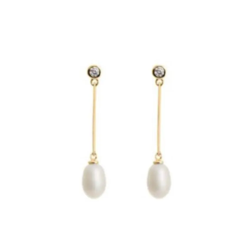 Cubic Zirconia & Pearl Chain Dangle Earrings
