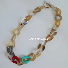 Elegant Trendy Necklace J17882, Made by Natural Buffalo Horn & Lacquer