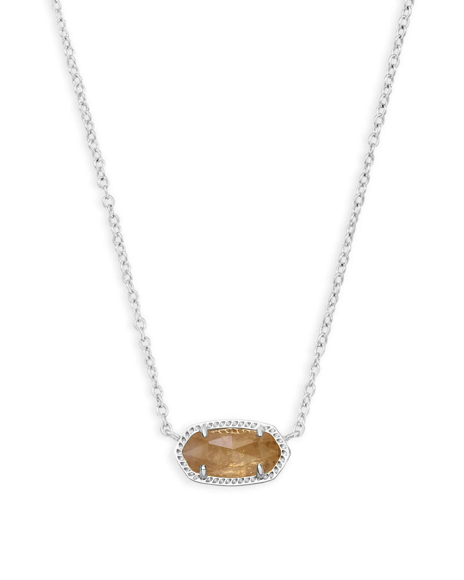 Elisa Pendant Necklace in Rhodium Orange Citrine Quartz by Kendra Scott