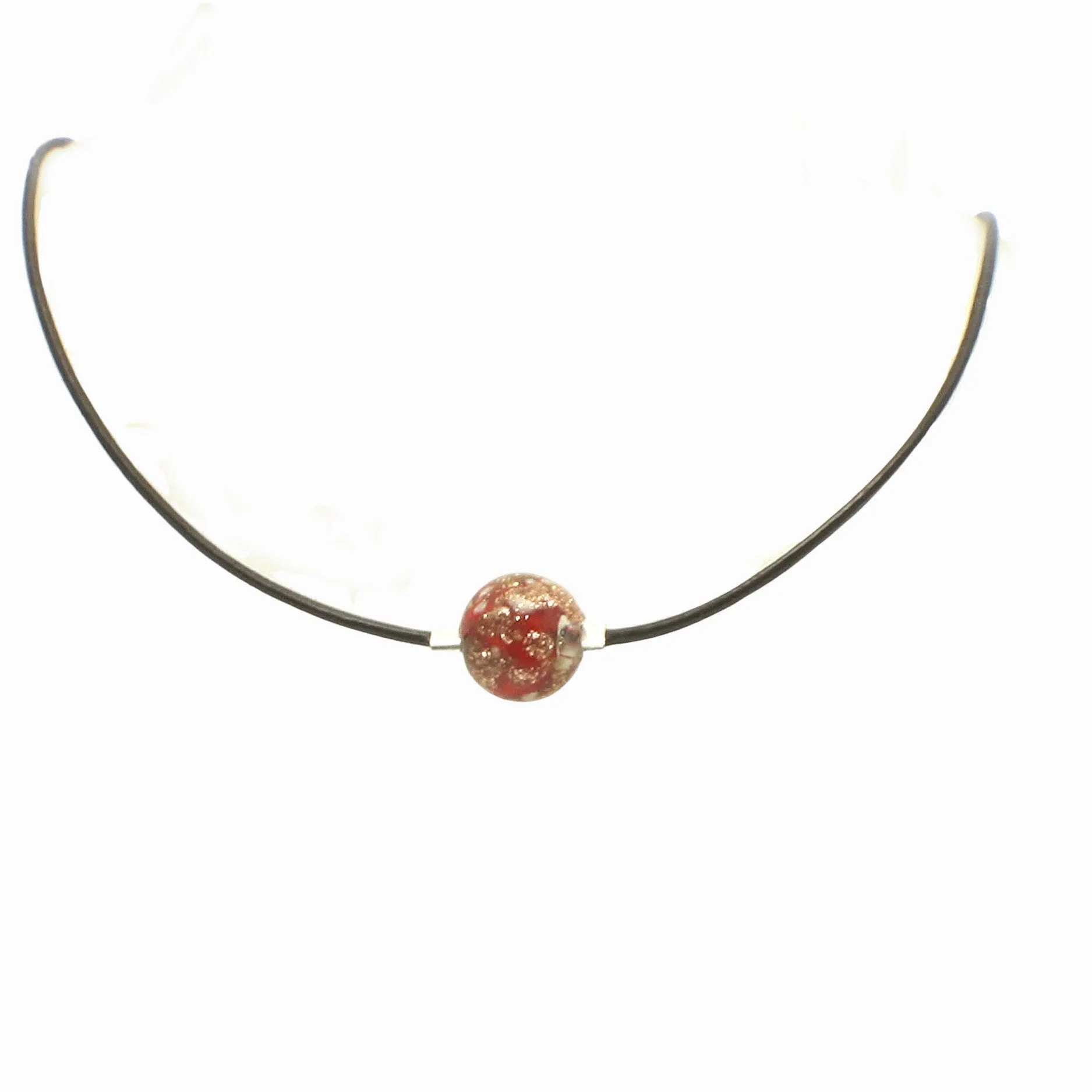 Glow in the Dark Bead Choker Necklace on Leather Cord