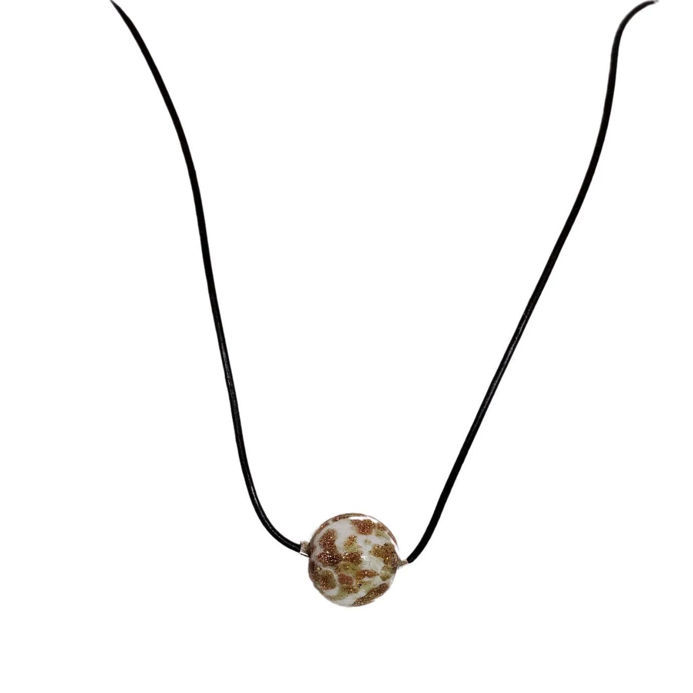 Glow in the Dark Bead Choker Necklace on Leather Cord