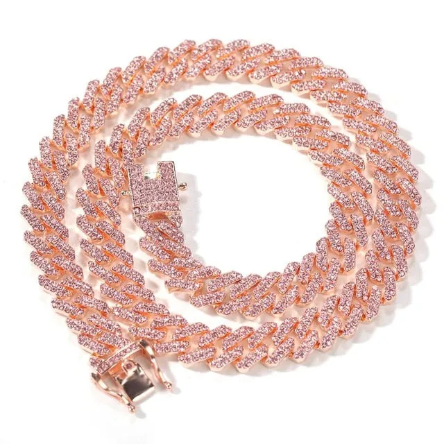 Gold Chain  Watch Bracelet Chain Full Iced Out Paved Rhinestones CZ Bling For Men