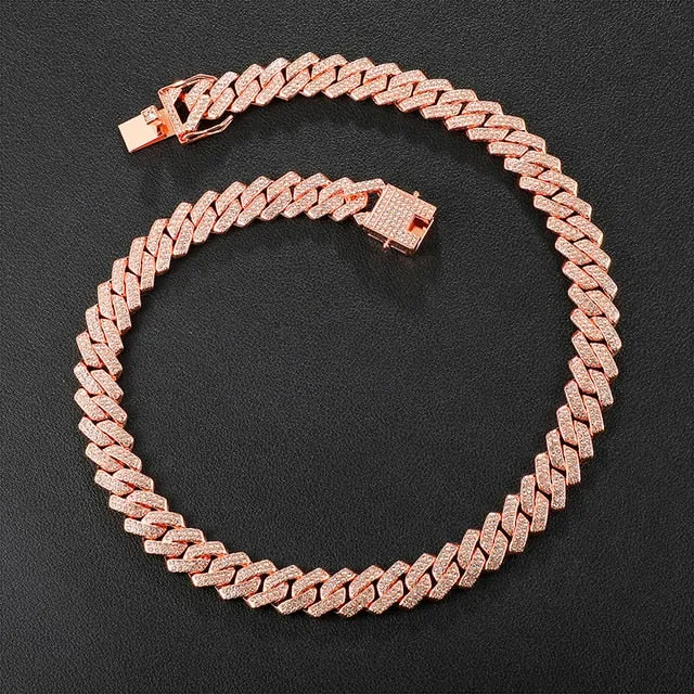 Gold Chain  Watch Bracelet Chain Full Iced Out Paved Rhinestones CZ Bling For Men