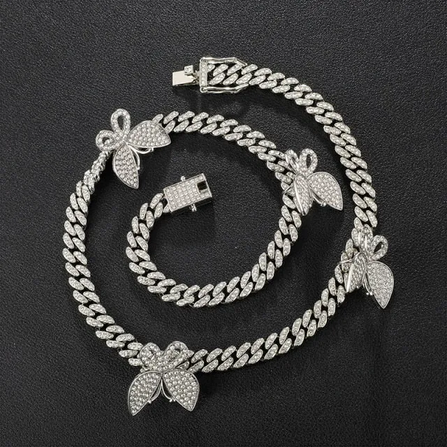 Gold Chain  Watch Bracelet Chain Full Iced Out Paved Rhinestones CZ Bling For Men