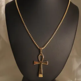 Gold Steel Ankh Pendant Necklace bead Jewelry