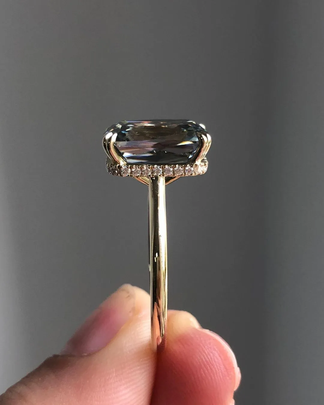 Grey Emerald Cut Moissanite Ring Anniversary Gifts