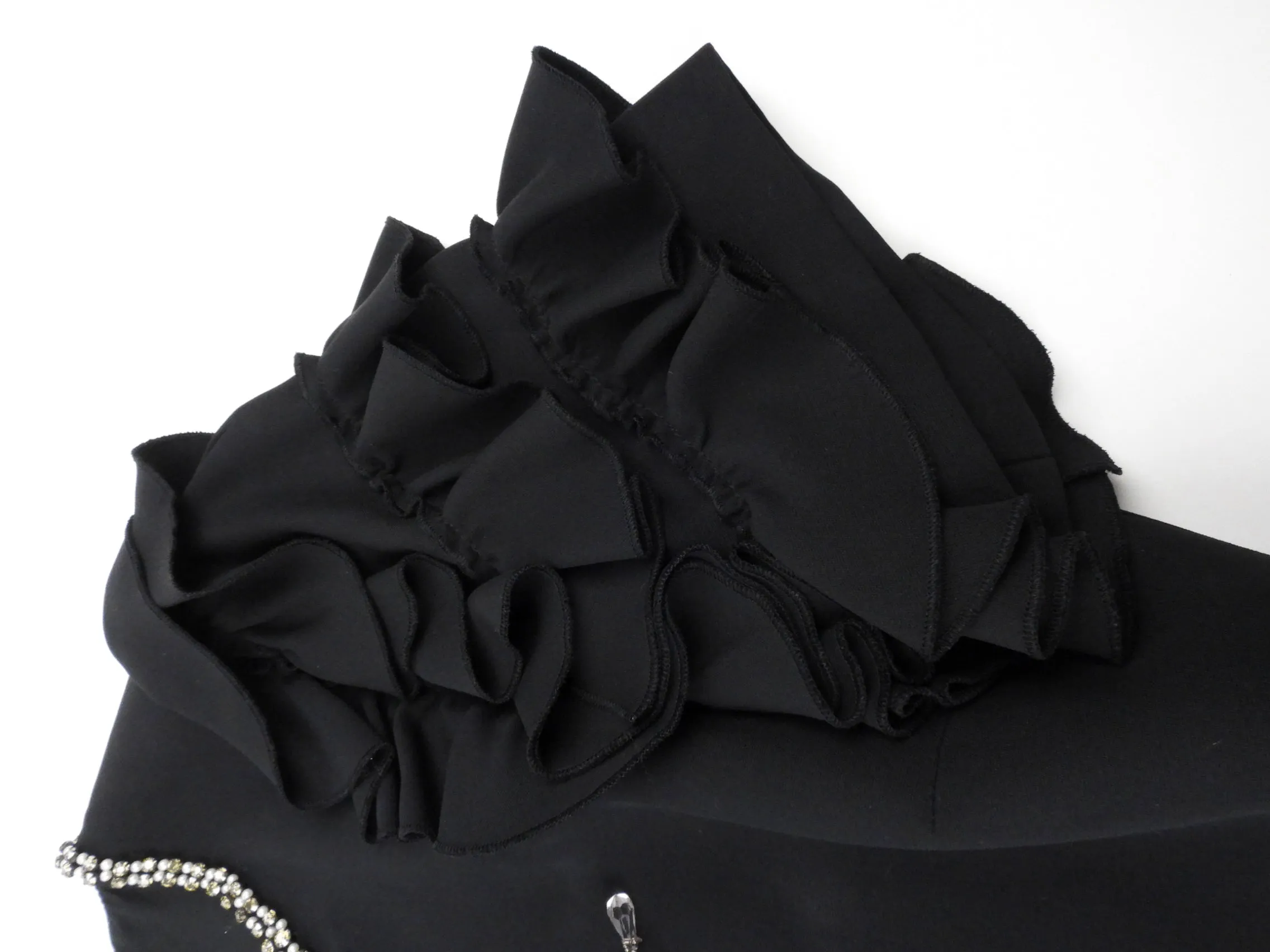 Gucci Black Ruffle Sleeve Beaded Bow Midi Dress - M