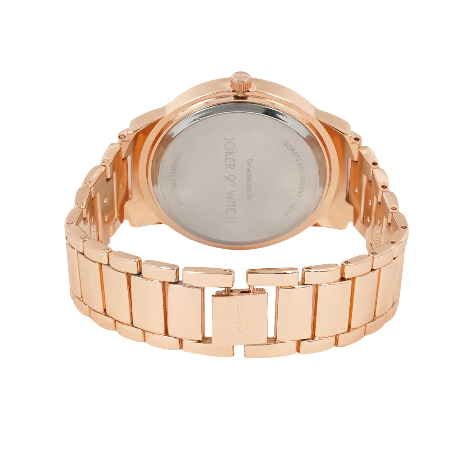 Halo Black Dial Rose Gold Metallic Strap Rhinestone Watch