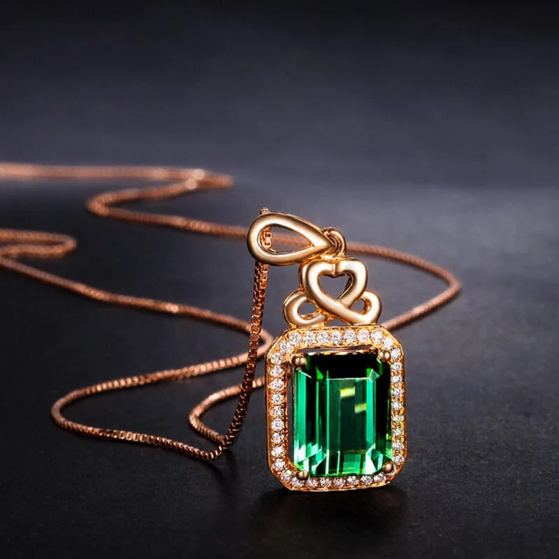 Infinite Love Emerald Rose Gold Necklace