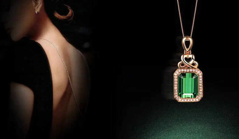 Infinite Love Emerald Rose Gold Necklace