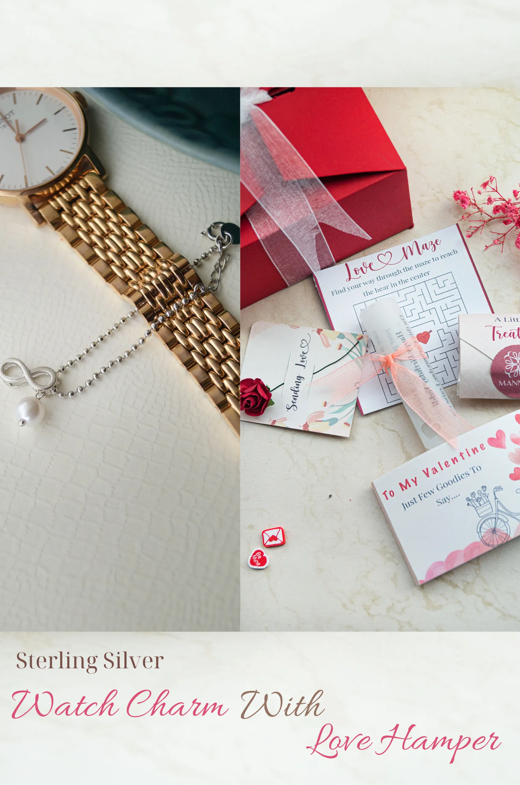 Infinity Love With Pearl Gold Plated Sterling Silver Watch Charm Love Hamper 