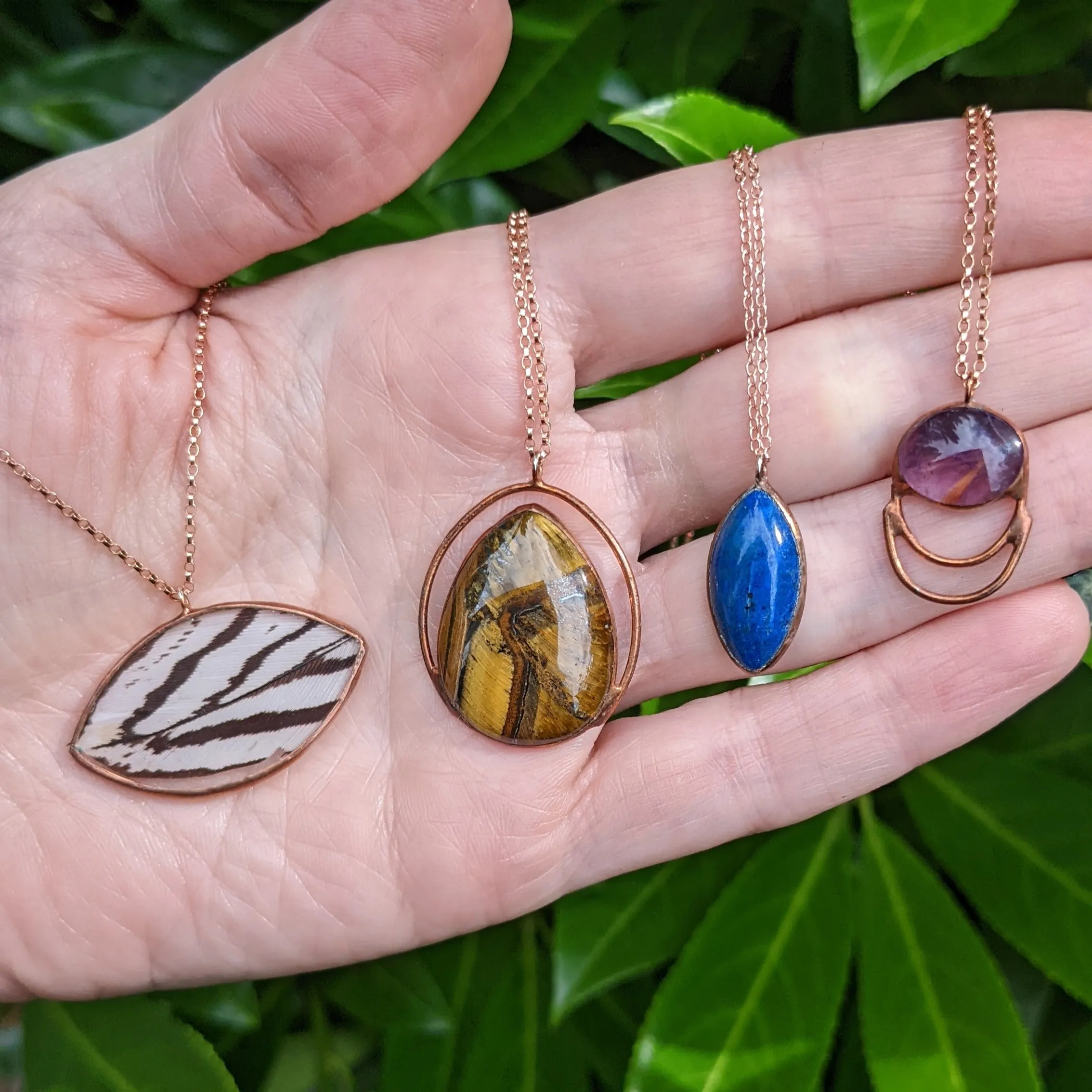 Lapis Lazuli Copper Patina Rose Gold Necklace