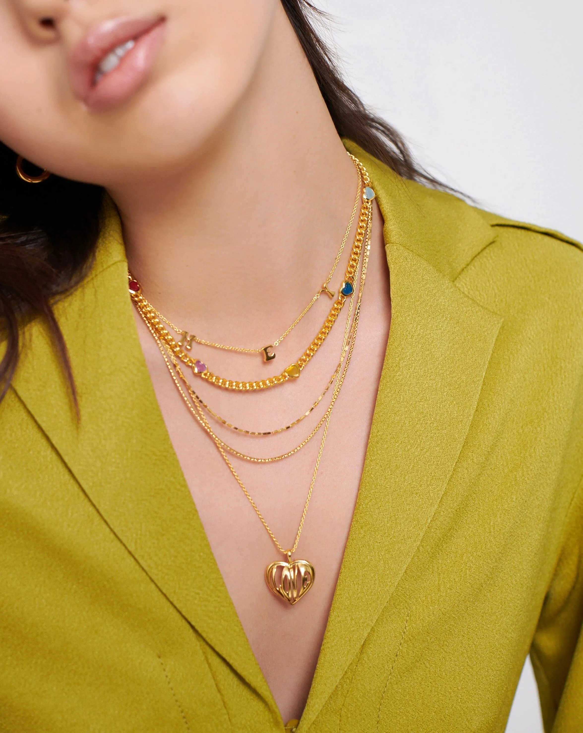 Love Heart Pendant Chain Necklace | 18ct Gold Plated Vermeil