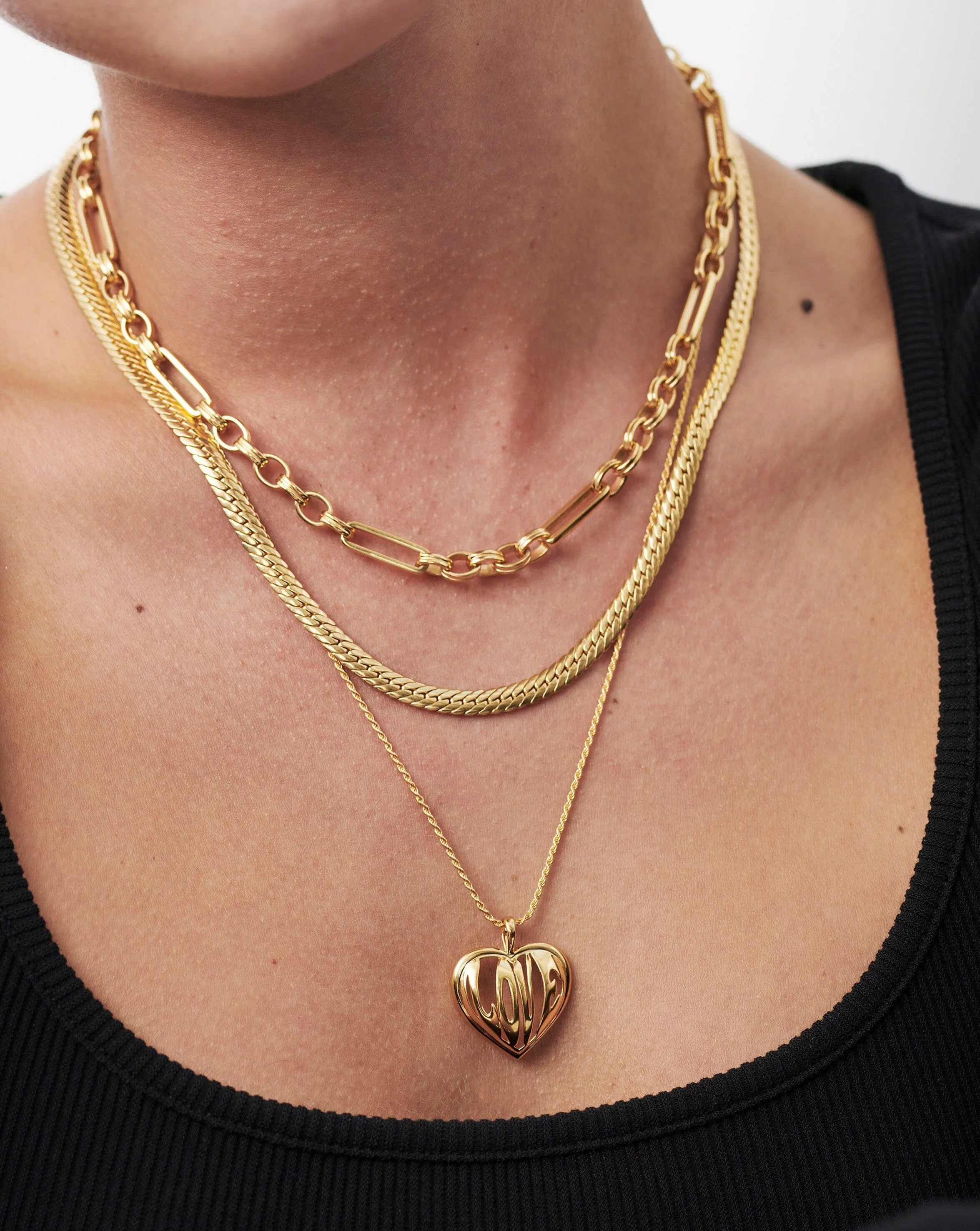 Love Heart Pendant Chain Necklace | 18ct Gold Plated Vermeil