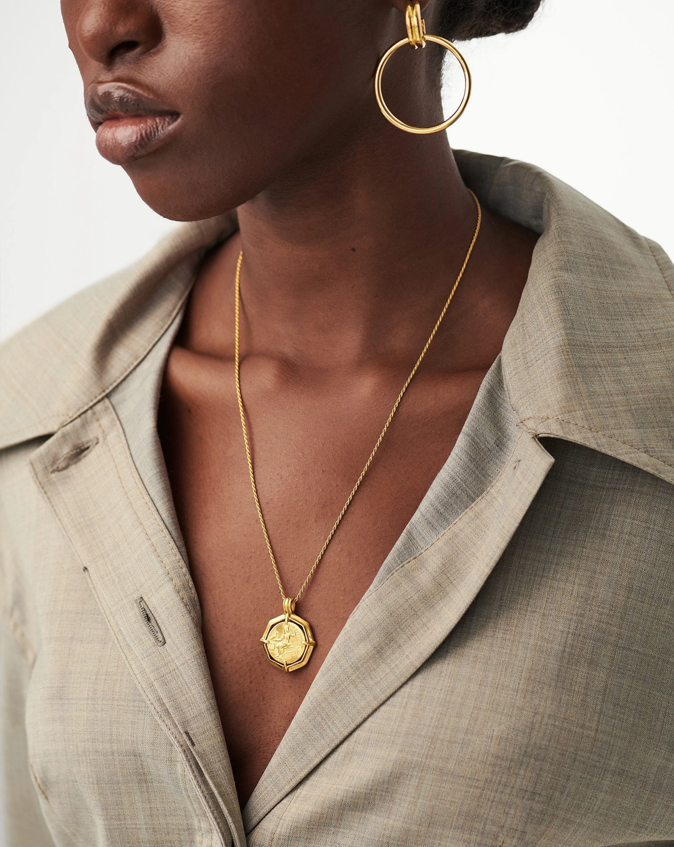 Lucy Williams Engravable Octagon Medallion Coin Necklace | 18ct Gold Plated