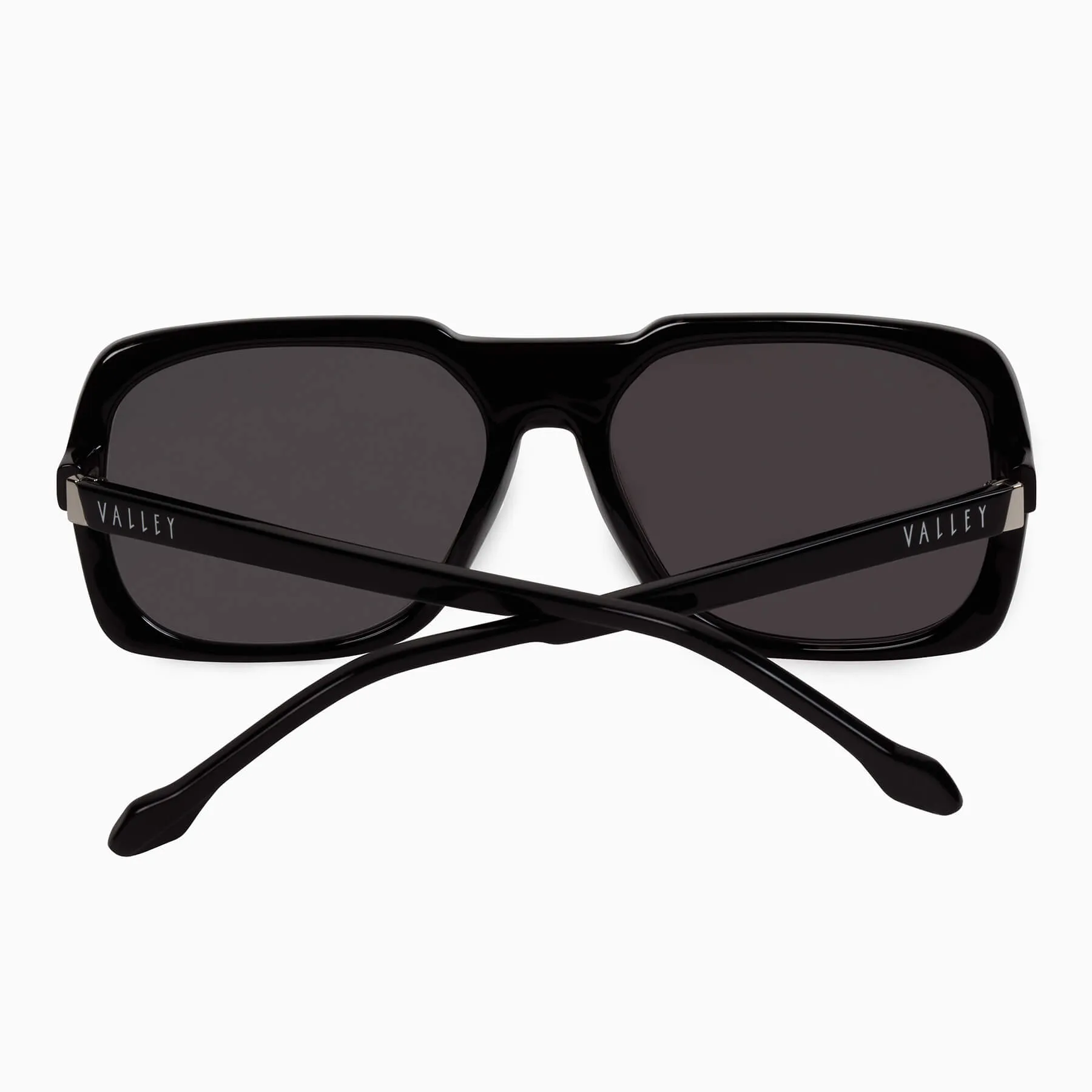 Memoir | Sunglasses - Gloss Black w. Silver Metal Trim / Black Lens