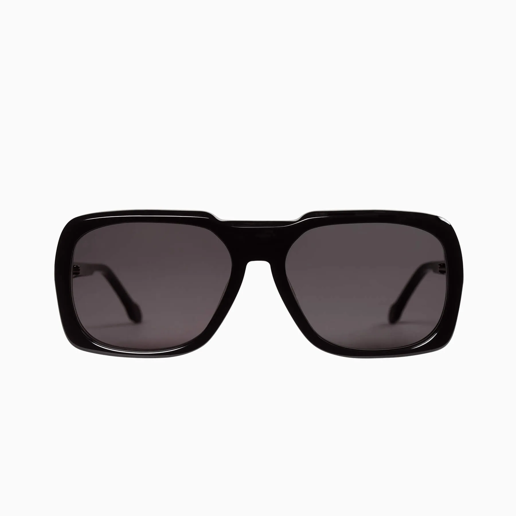 Memoir | Sunglasses - Gloss Black w. Silver Metal Trim / Black Lens