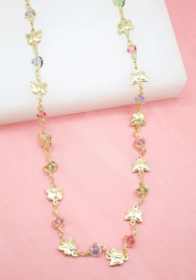 MultiColor CZ Stones With Butterfly Necklace (G12)