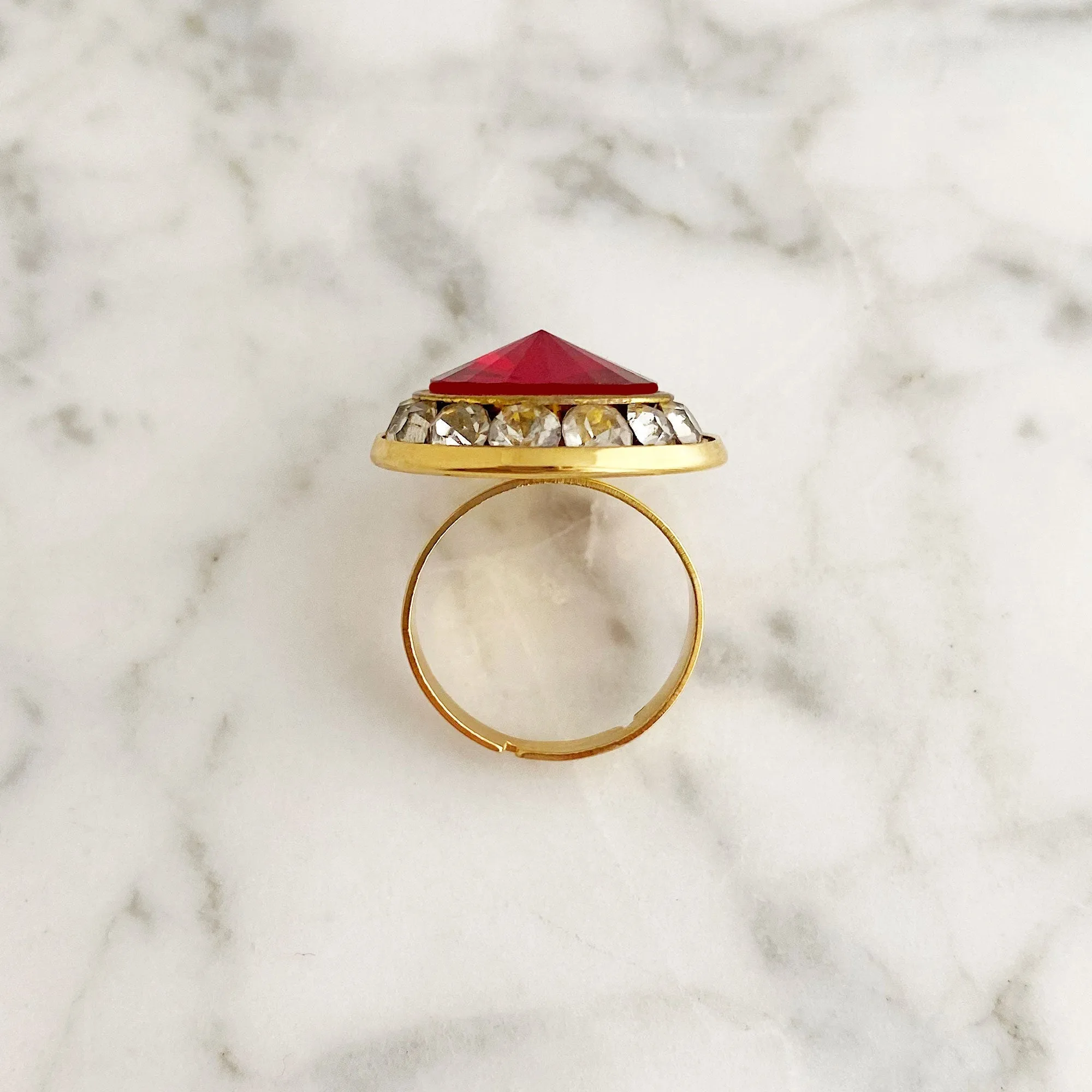 NATHAN vintage red rivoli cocktail ring