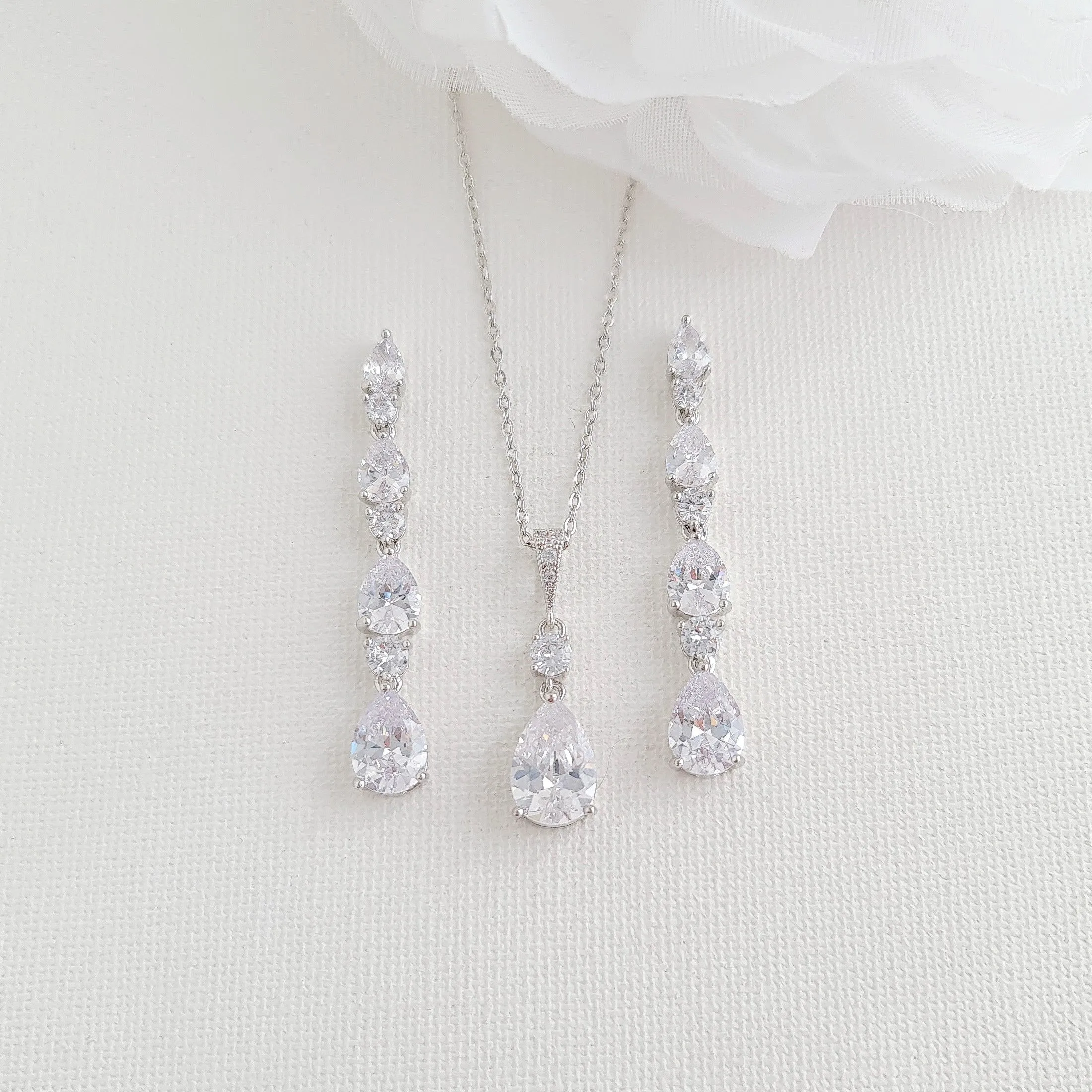 Necklace and Earring Set for Wedding in Rose Gold-Hazel