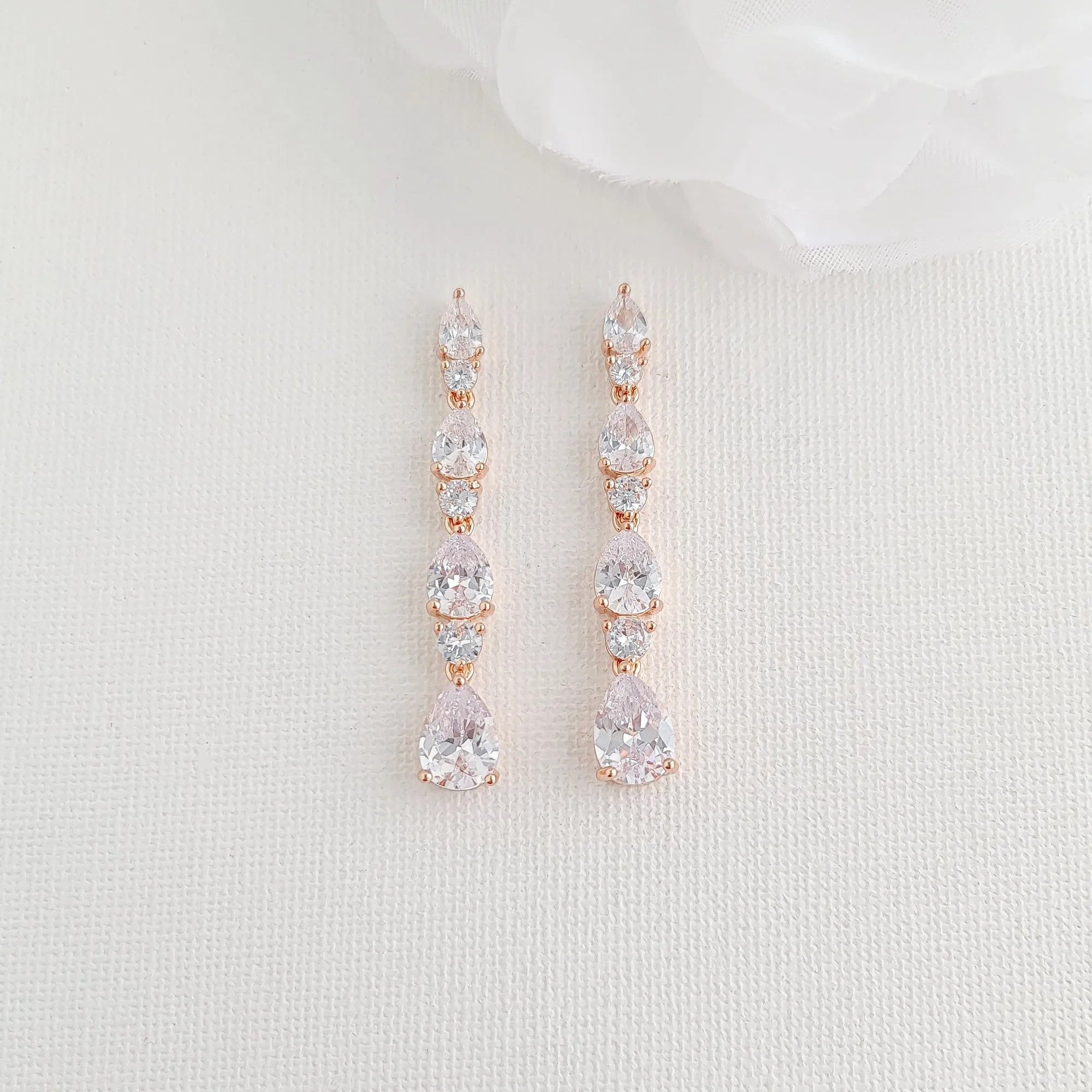 Necklace and Earring Set for Wedding in Rose Gold-Hazel