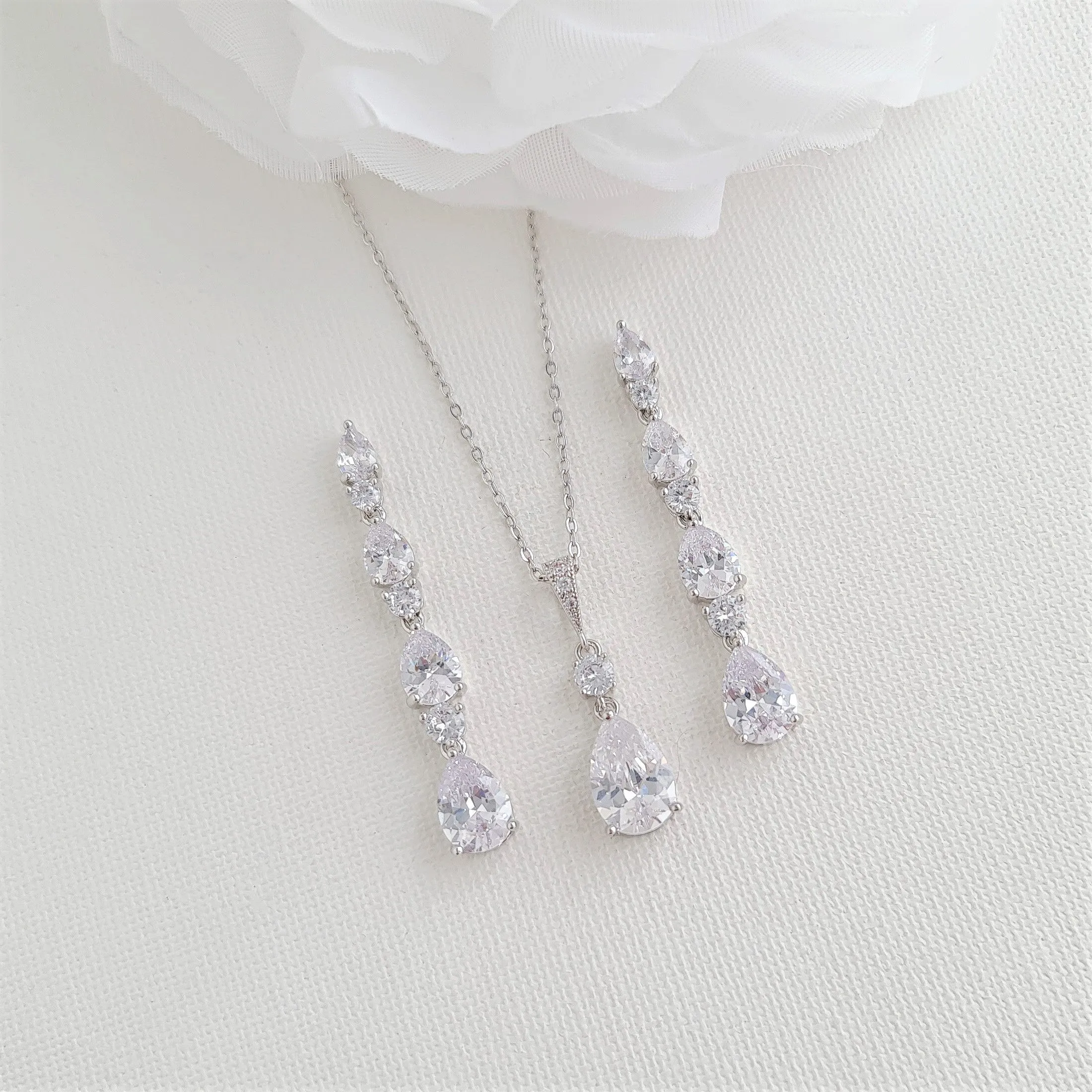 Necklace and Earring Set for Wedding in Rose Gold-Hazel