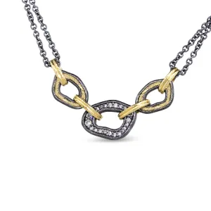 Open Pebble Linked Pave Diamond Necklace