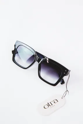 Ora Rounded Cateye Sunglasses, Black/Smoke | Otra