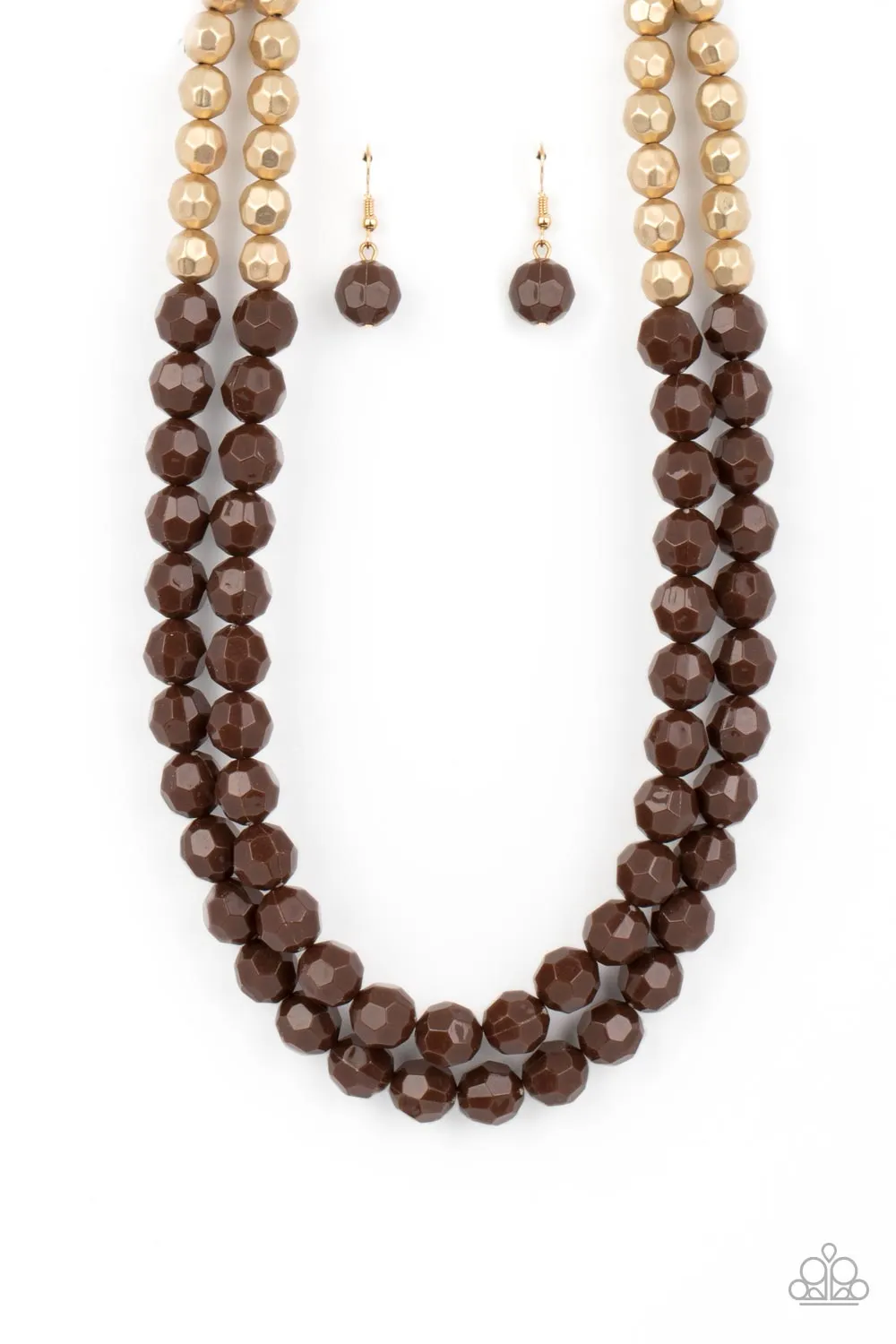 Paparazzi Greco Getaway Brown Necklace and Grecian Glamour Brown Bracelet Set