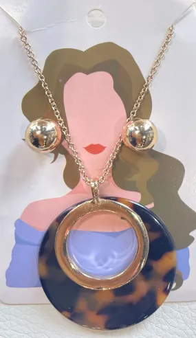 Resin Tortoise Necklace Round Set