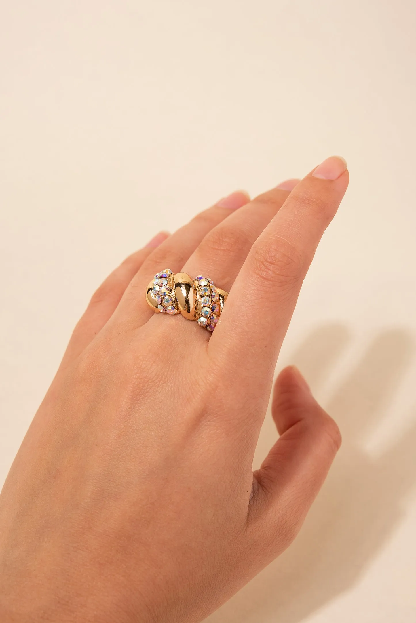 Rhea Pave Twisted Band Stretch Ring