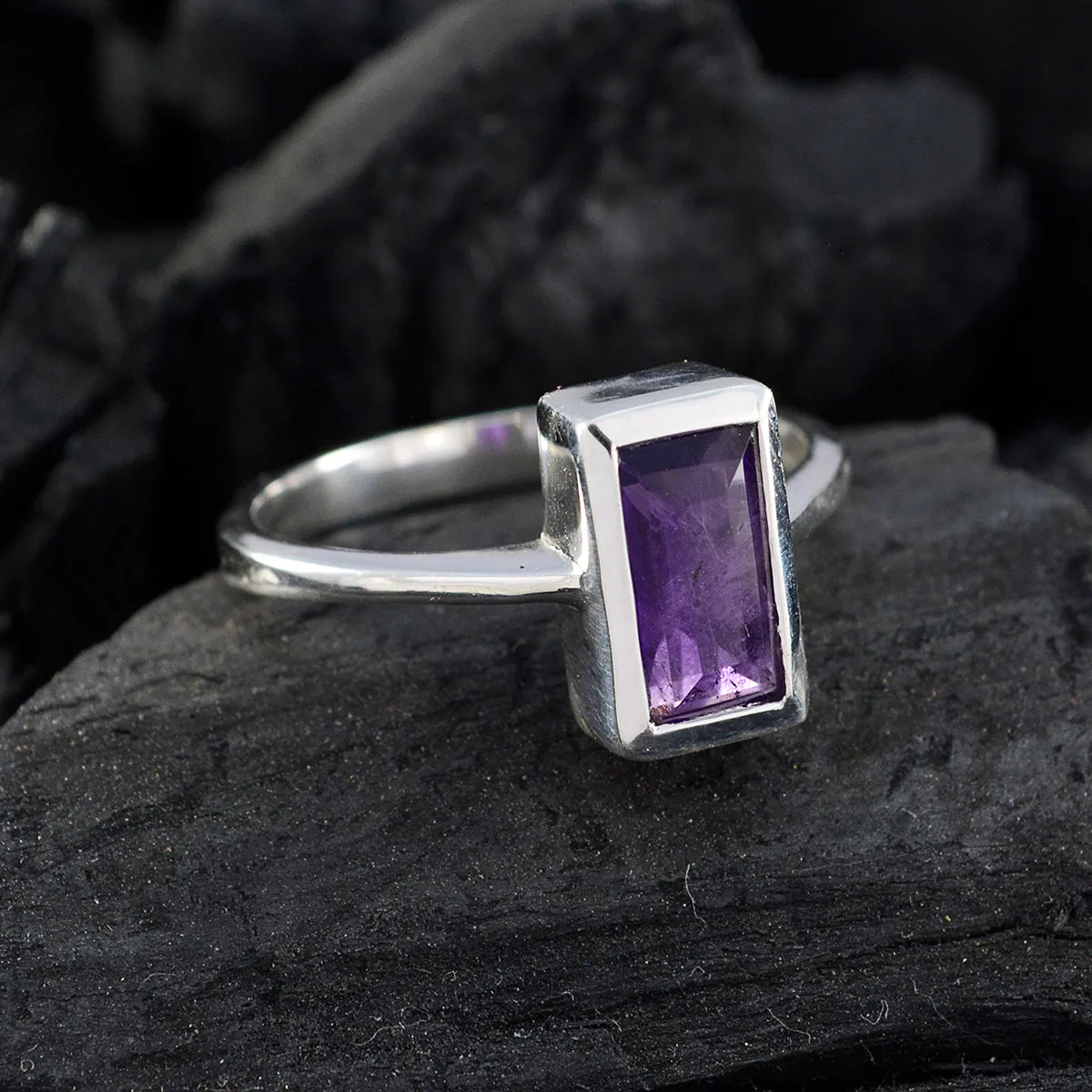 Riyo Adorable Stone Amethyst 925 Silver Ring Cheap Costume Jewelry